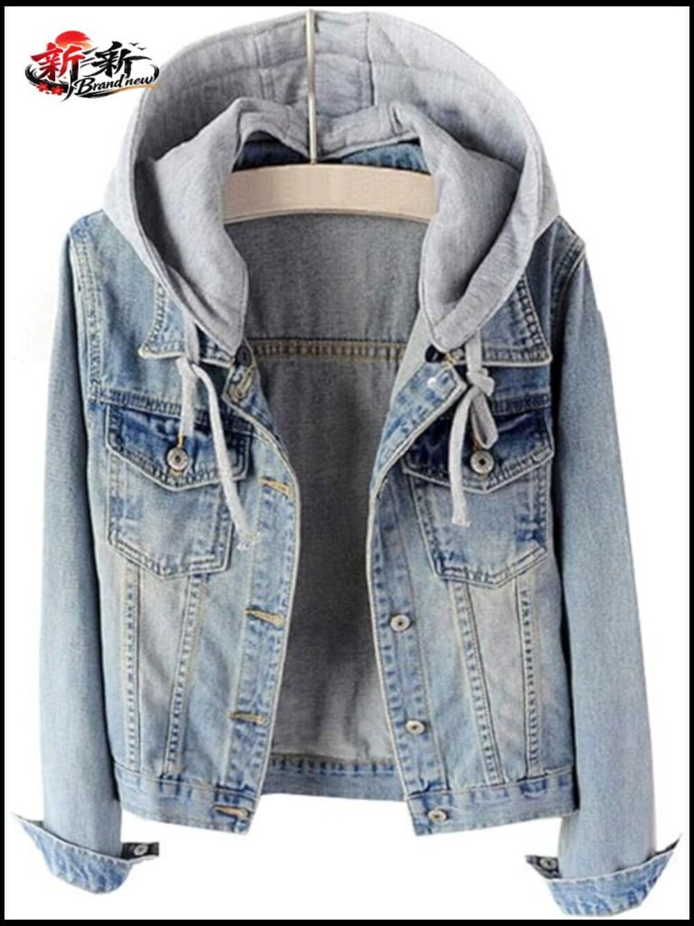 Women's Casual Detachable Hoodie Denim Jacket